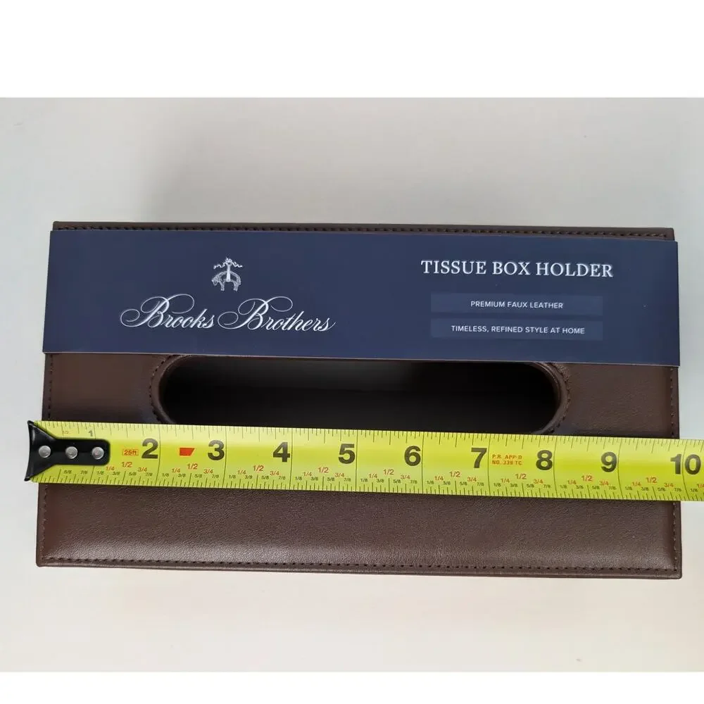 Brooks Brothers Sheep Tissue Box Holder Leather Old Money Equestrian Preppy NWT